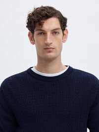 SWETER Z DZIANINY, Navy Blazer, highres
