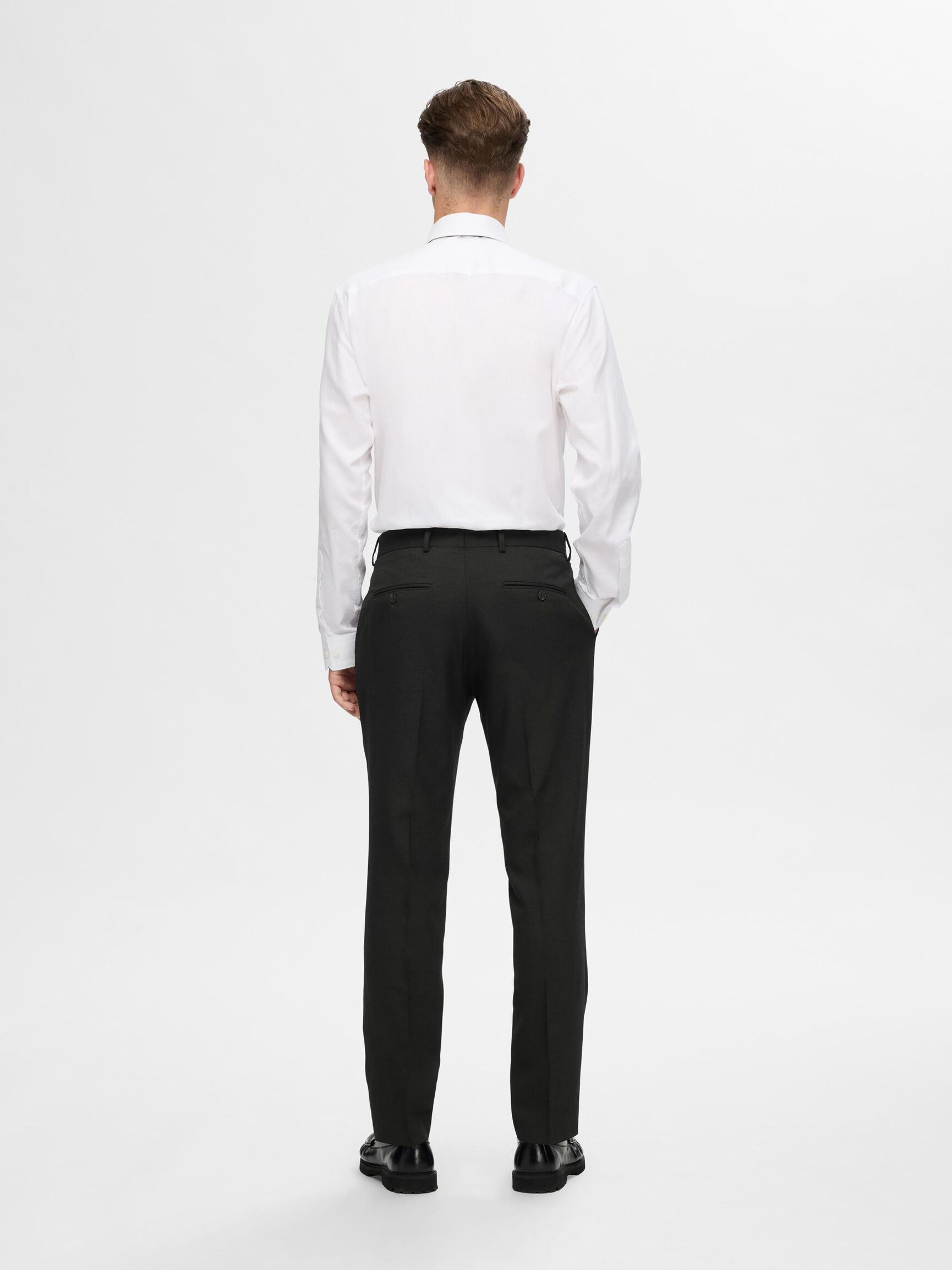 WOVEN WOOL BLEND TROUSERS, Rosin, highres