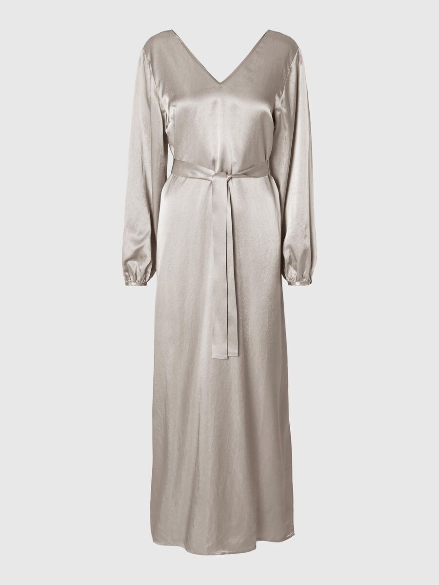 Selected SATIN  MAXI DRESS, Dove, highres - 16094998_Dove_001.jpg
