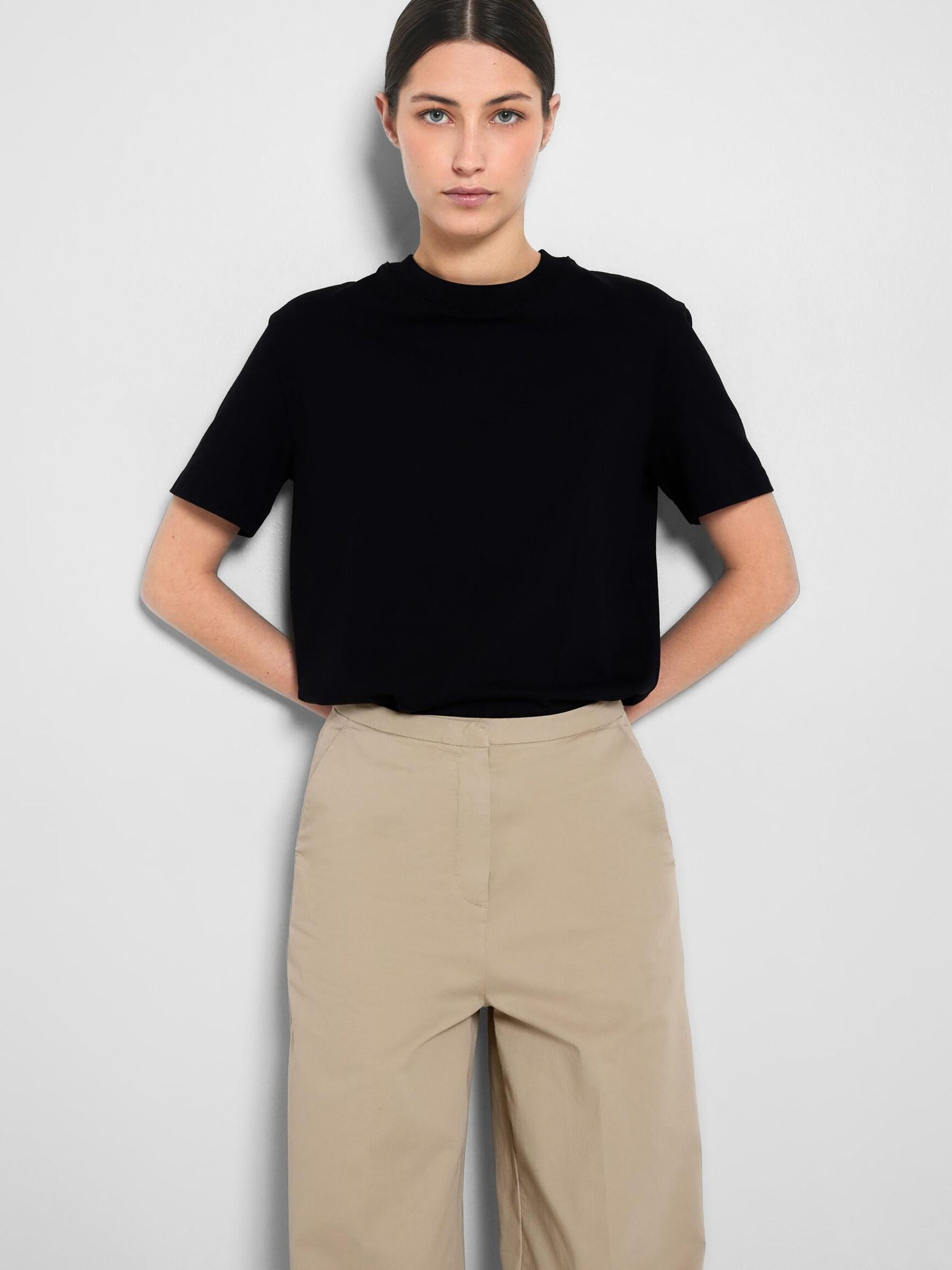 MOCK NECK T-SHIRT, Black, highres