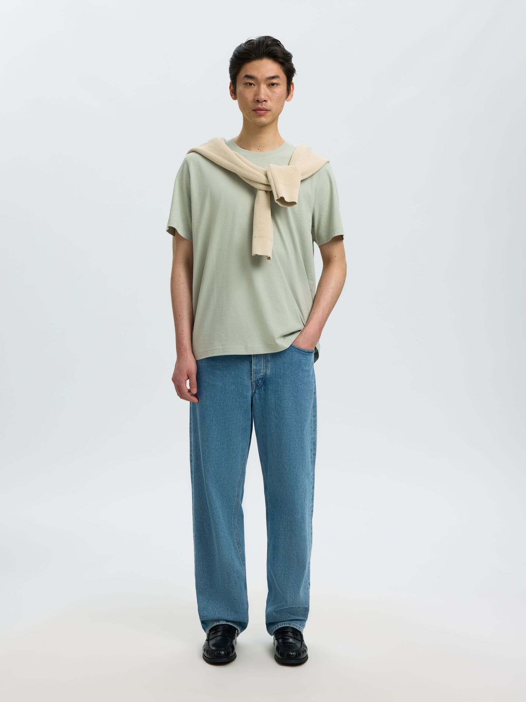 REGULAR FIT BOMULD T-SHIRT, Aqua Gray, highres
