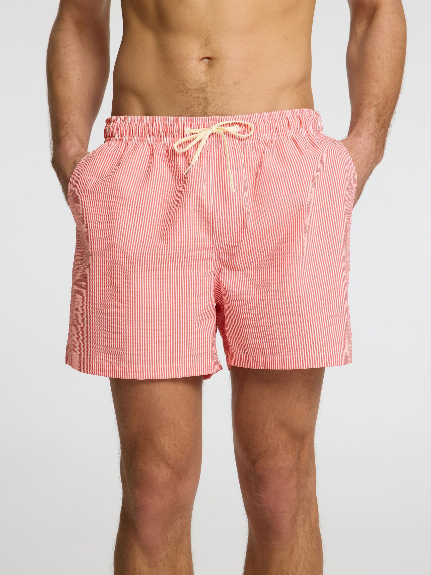 SEERSUCKER SWIM SHORTS, Hibiscus, highres