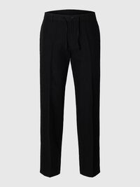 196 RAK PASSFORM BYXOR I LINNEBLANDNING, Black, highres