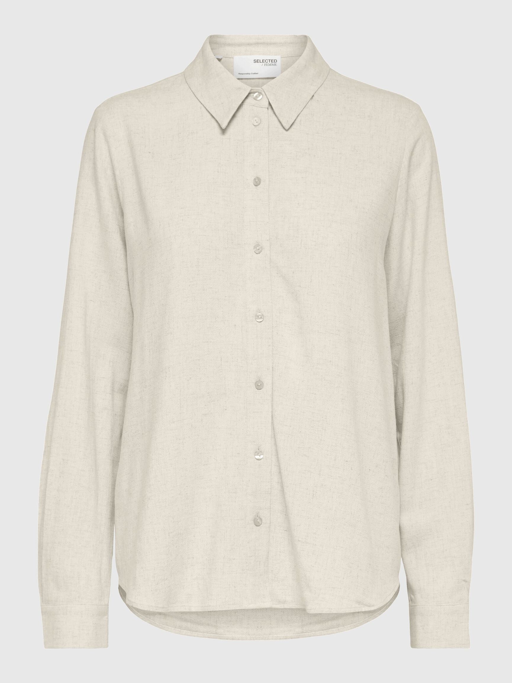 VISCOSE BLEND SHIRT, Sandshell, highres