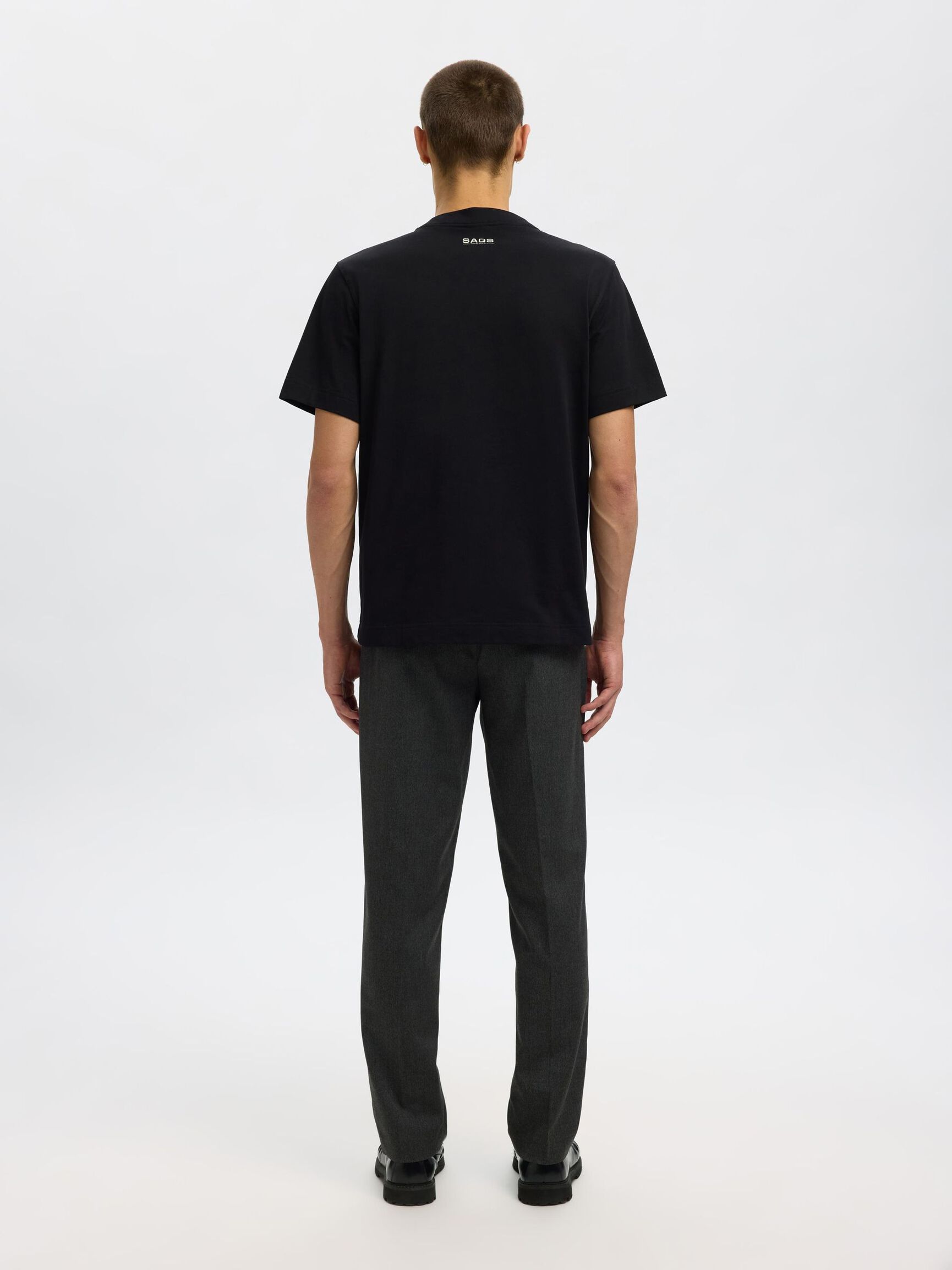 REGULAR FIT PRINTED CREWNECK T-SHIRT, Black, highres