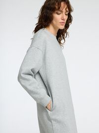 LONG SWEATSHIRT DRESS, Light Grey Melange, highres