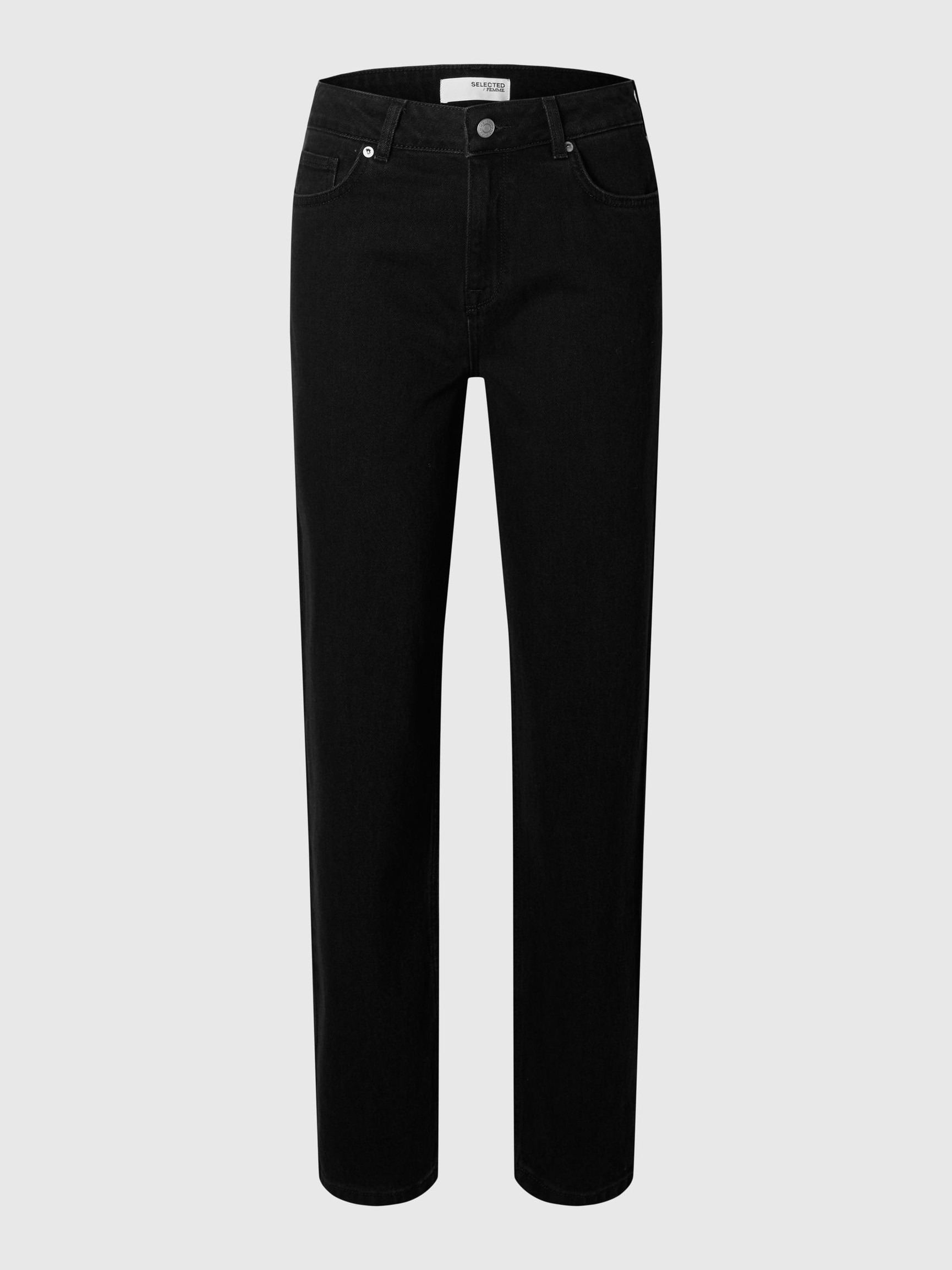 SCHWARZE STRAIGHT FIT JEANS, Black, highres