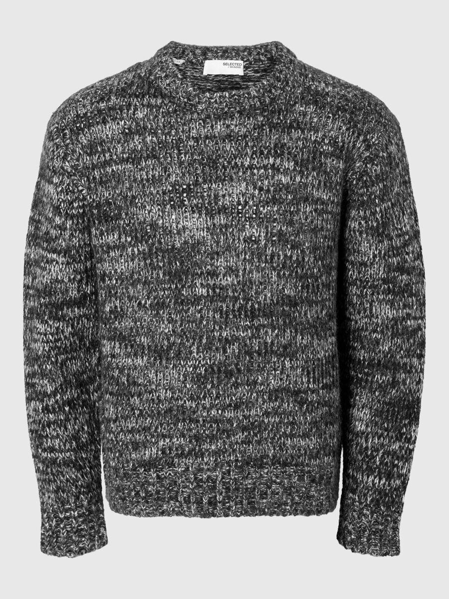 Selected STRUCTURED WOOL BLEND PULLOVER, Black, highres - 16094588_Black_1121538_001.jpg