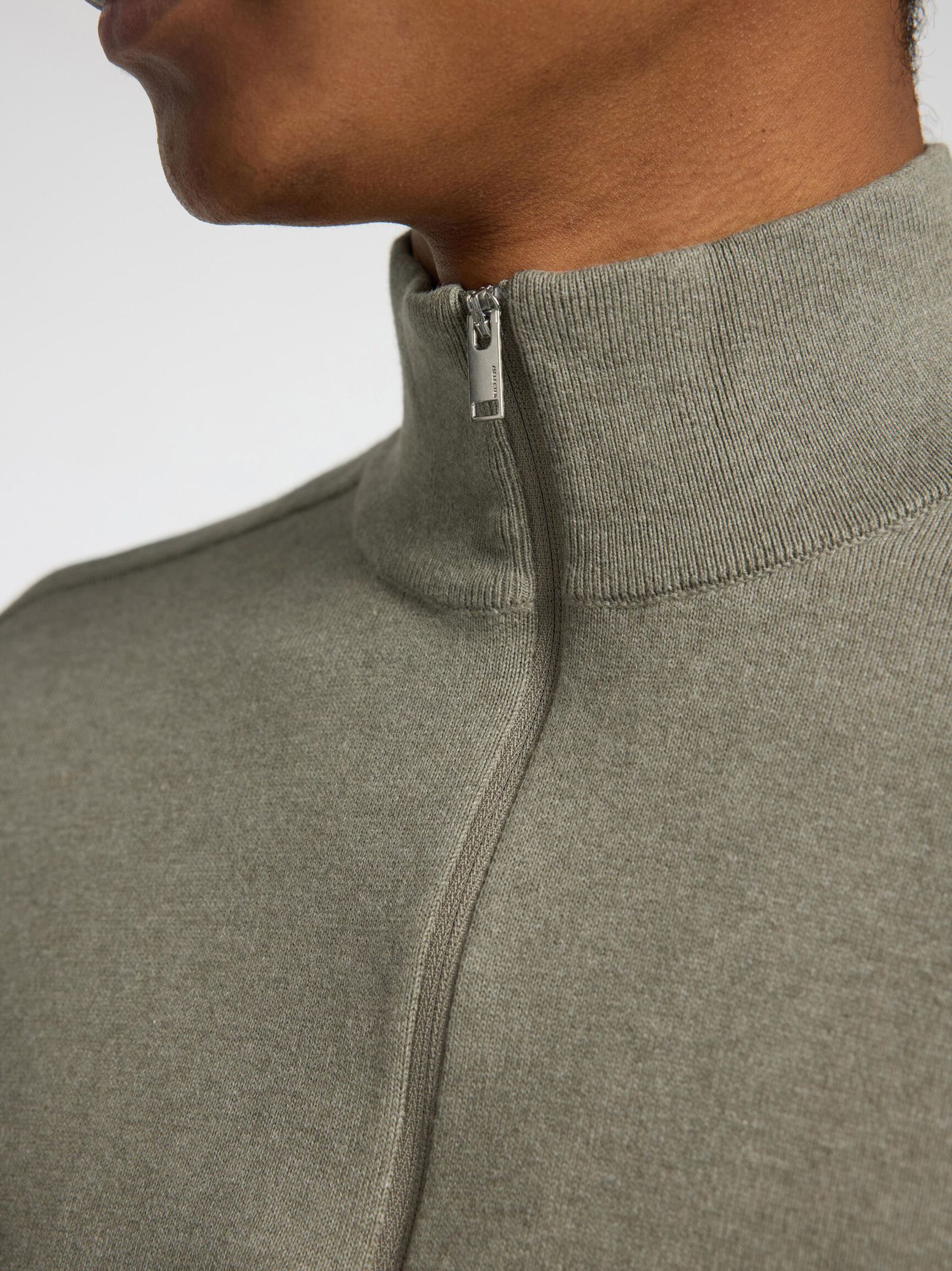 HALF-ZIP STRICKPULLOVER, Vetiver, highres