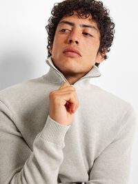 HALVE RITSSLUITING SWEATER, Light Grey Melange, highres