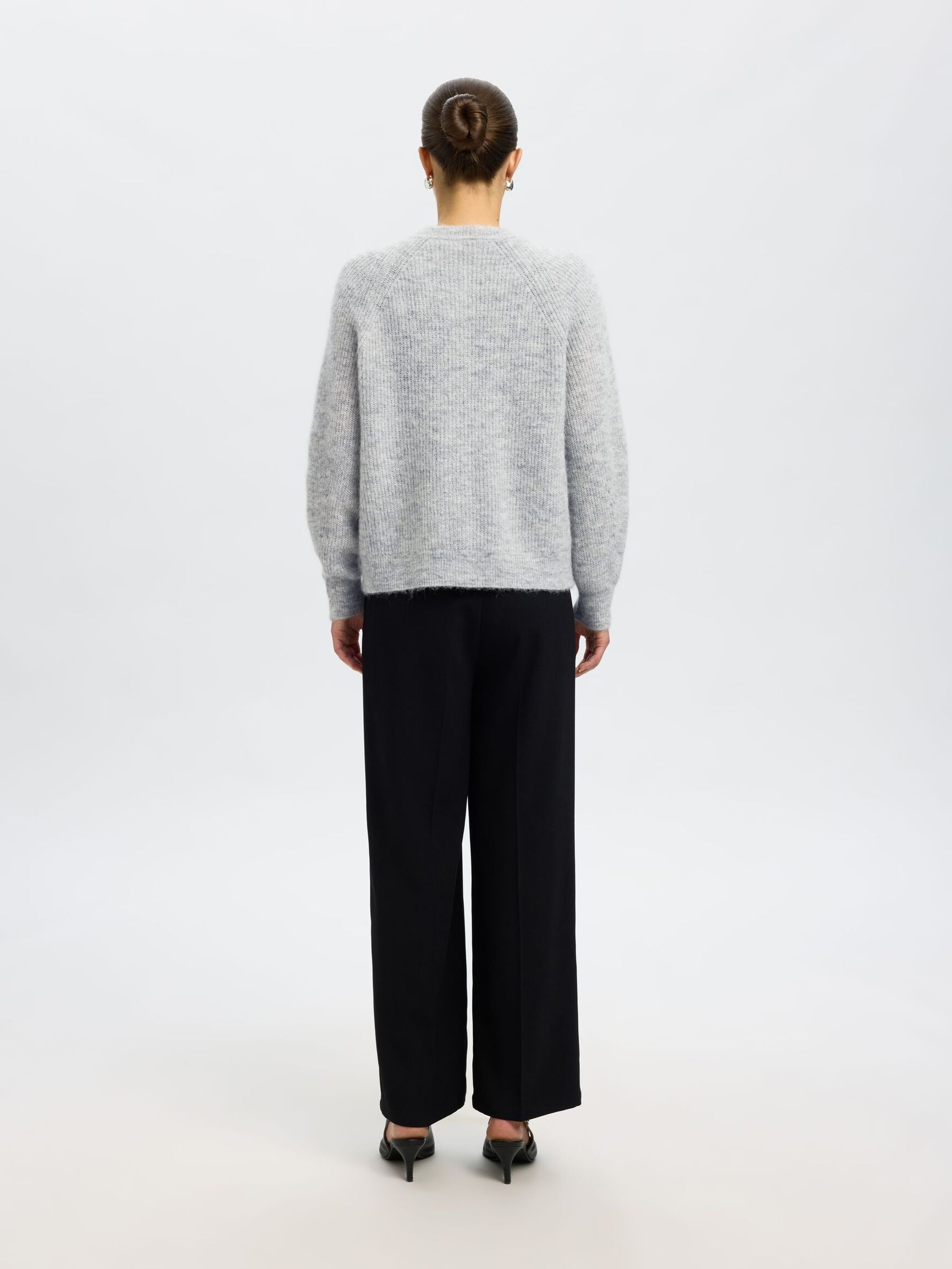LONG-SLEEVED CARDIGAN, Light Grey Melange, highres