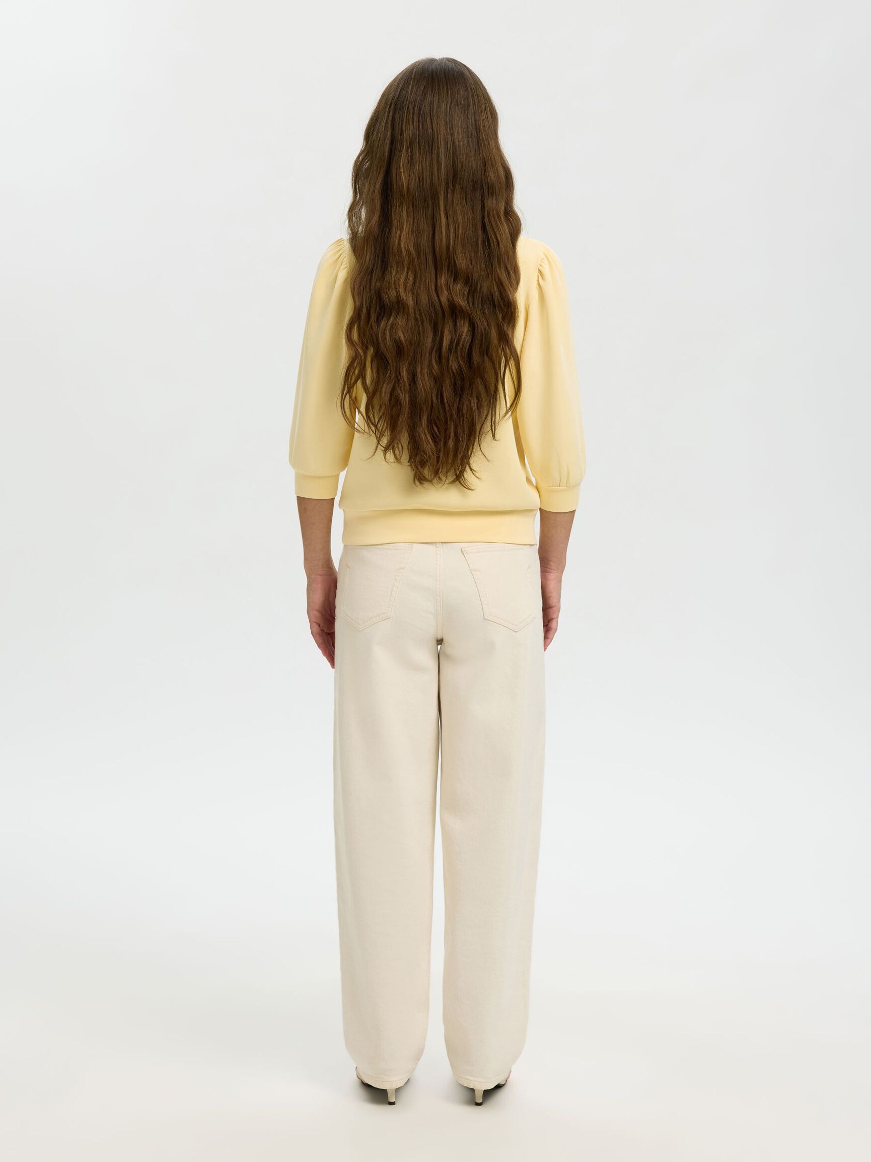 PUFF SLEEVE SWEATSHIRT, Italian Straw, highres