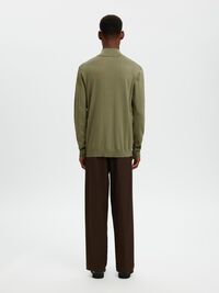 HALF-ZIP KNITTED JUMPER, Deep Lichen Green, highres