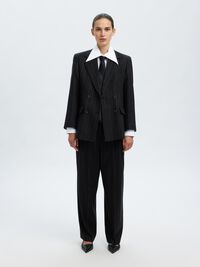 WOOL BLEND  SUIT TROUSERS, Black, highres