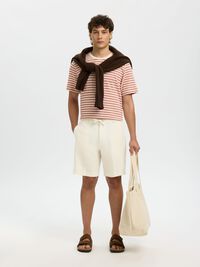 REGULAR FIT LINEN-BLEND SHORTS, Cloud Dancer, highres