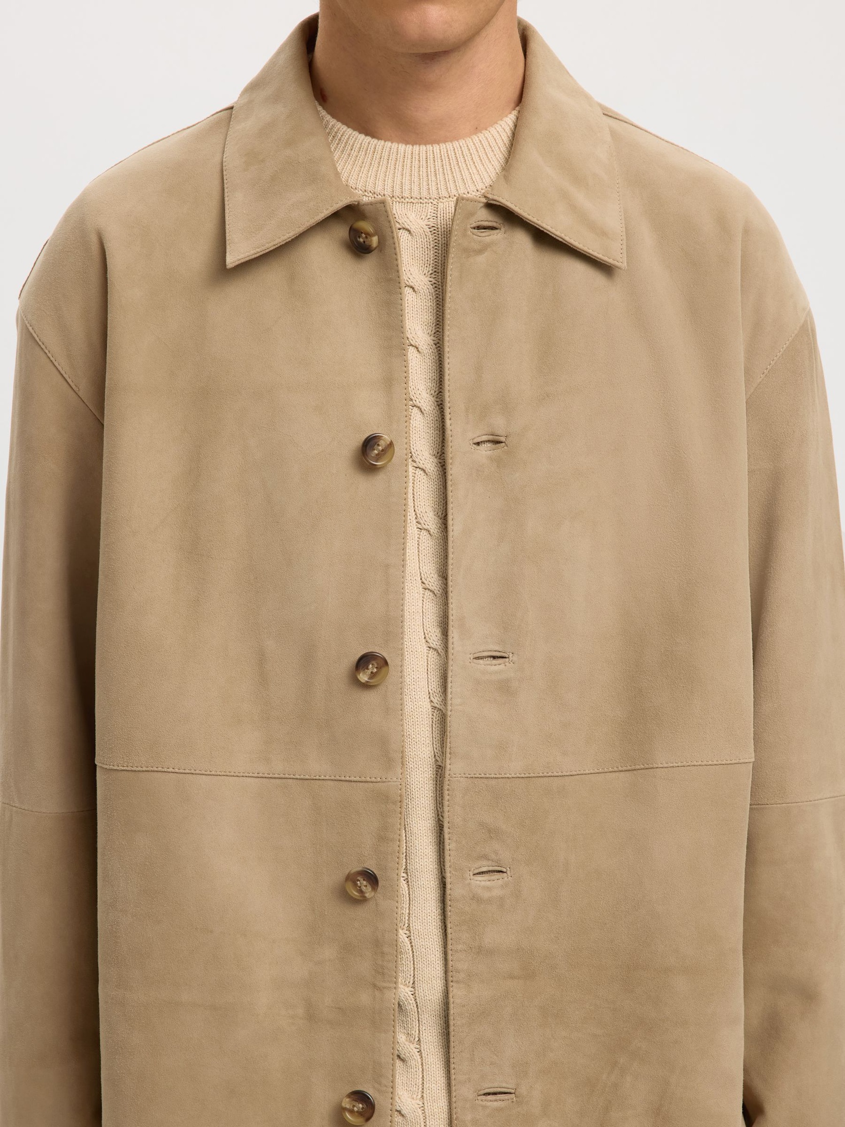 SUÈDE OVERSHIRT, White Pepper, highres