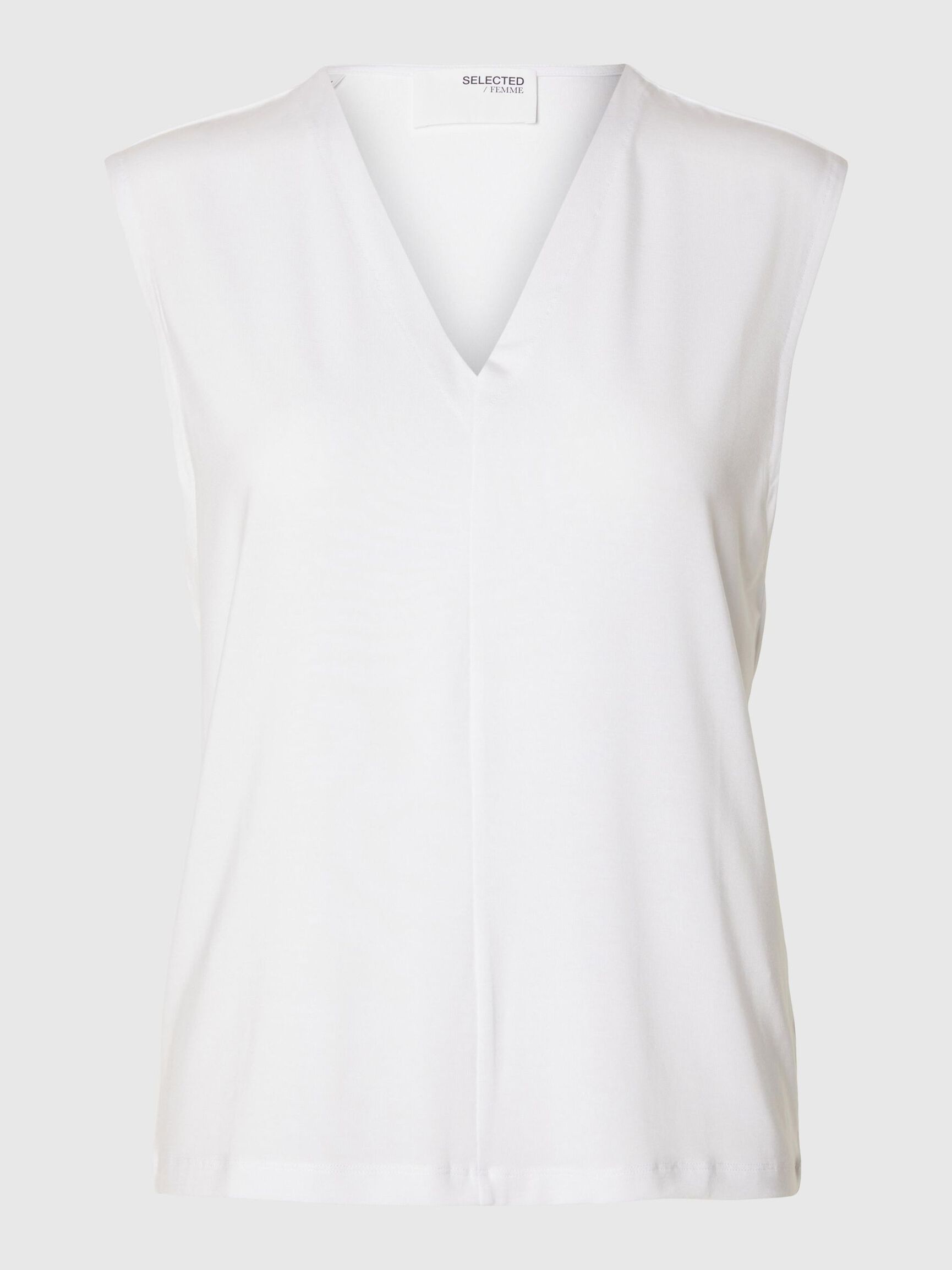 ÆRMELØS TOP MED V-HALS, Bright White, highres