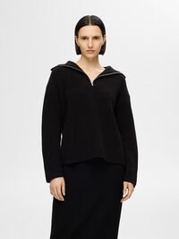HALF ZIP PULLOVER, Black, highres
