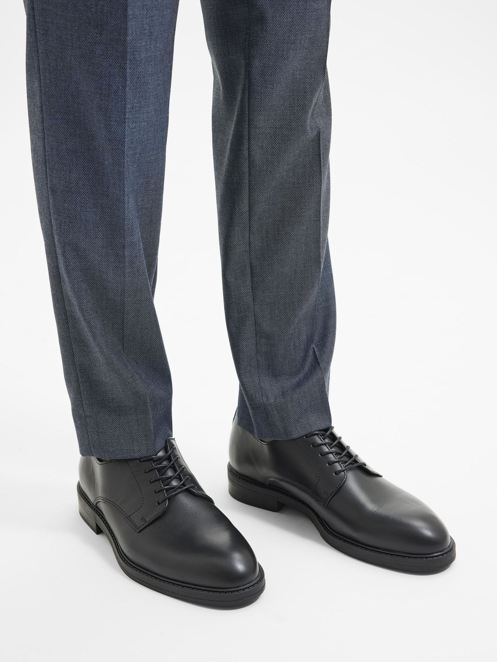LEATHER DERBY SHOES, Black, highres