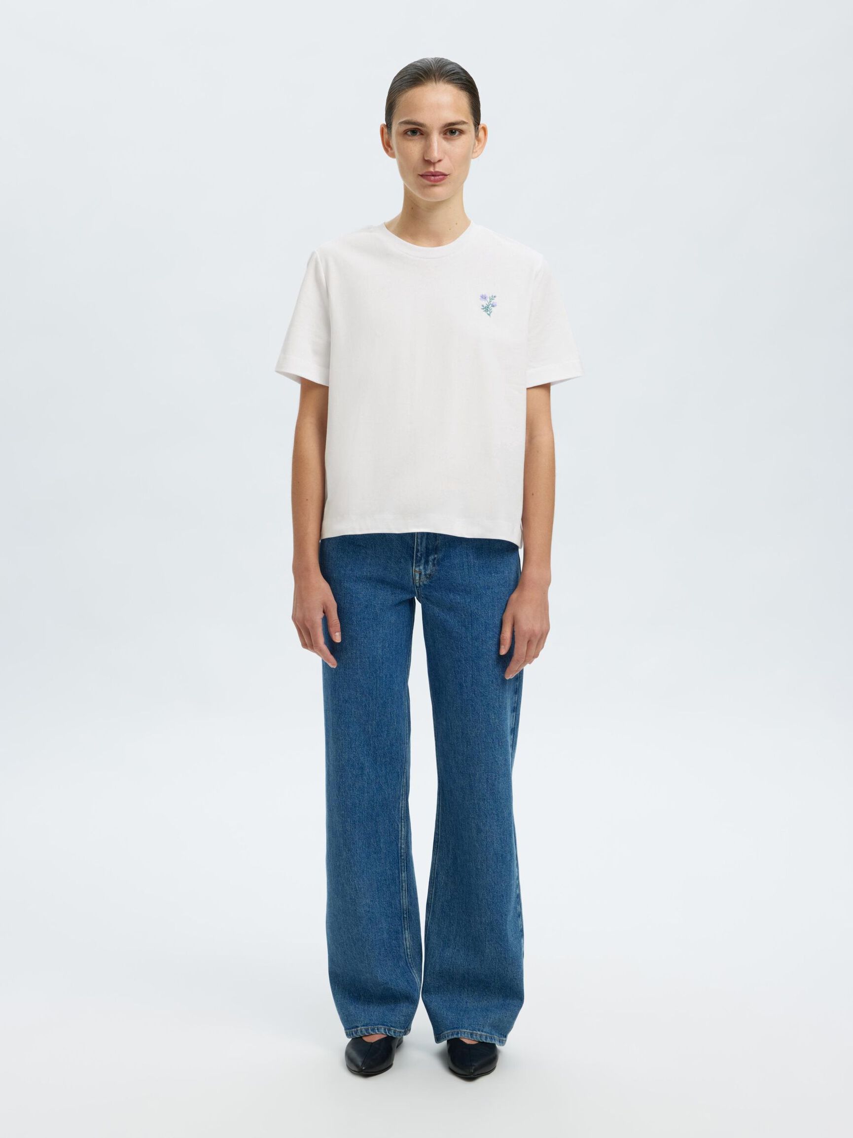 EMBROIDERED CREWNECK T-SHIRT, Bright White, highres