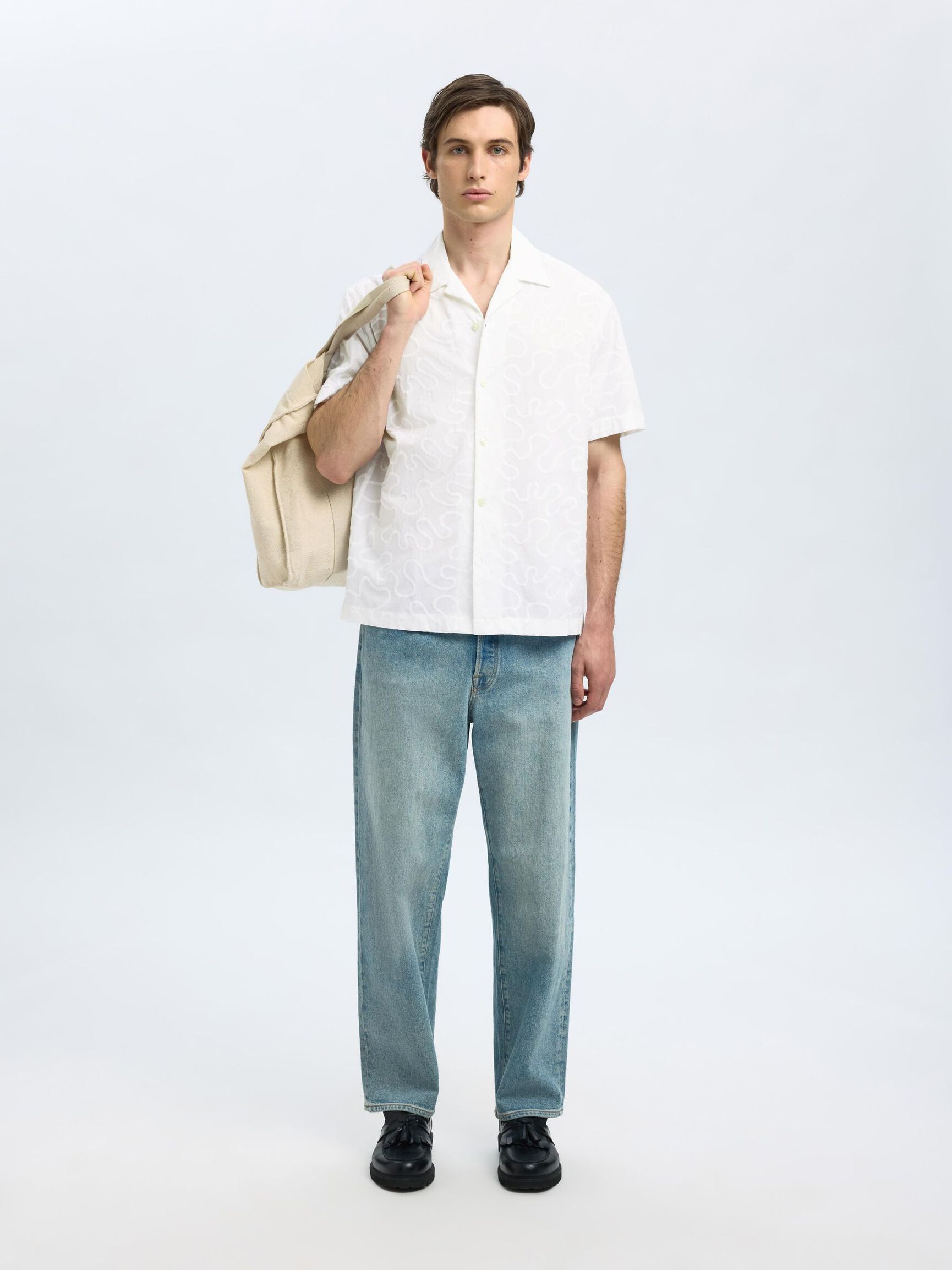 BORDADO CAMISA DE MANGA CORTA, Bright White, highres