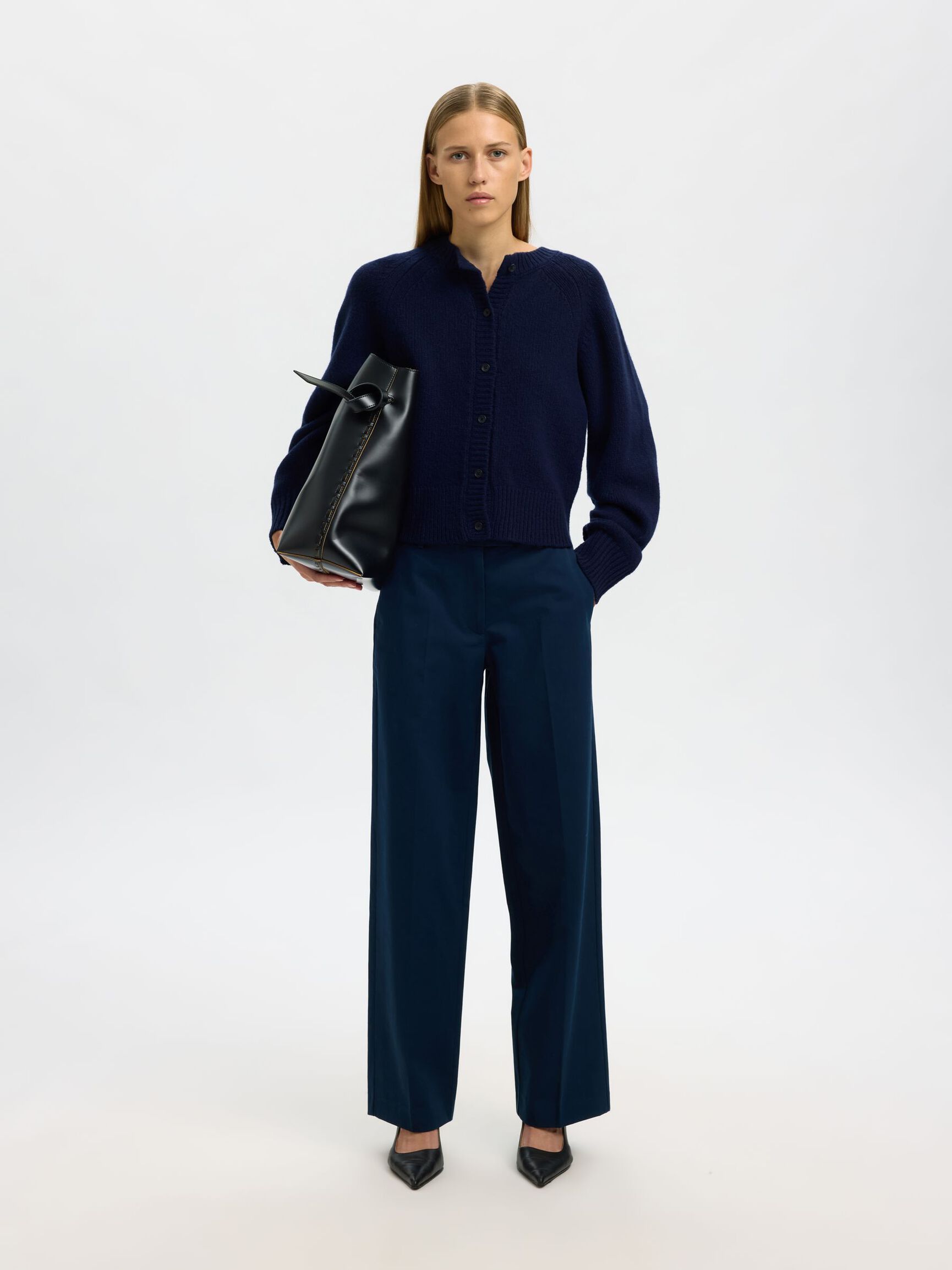 100% MERINOWOLL STRICKJACKE, Dark Sapphire, highres