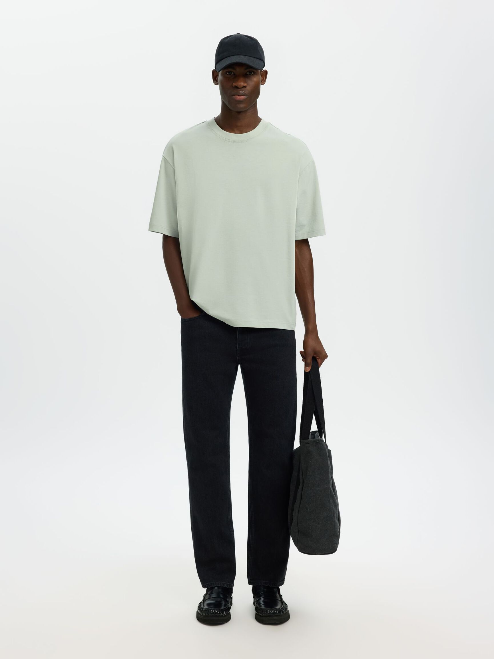 100% BAUMWOLL T-SHIRT MIT RUNDHALSAUSSCHNITT, Aqua Gray, highres