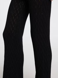 GEBREIDE HIGH-WAIST BROEK, Black, highres