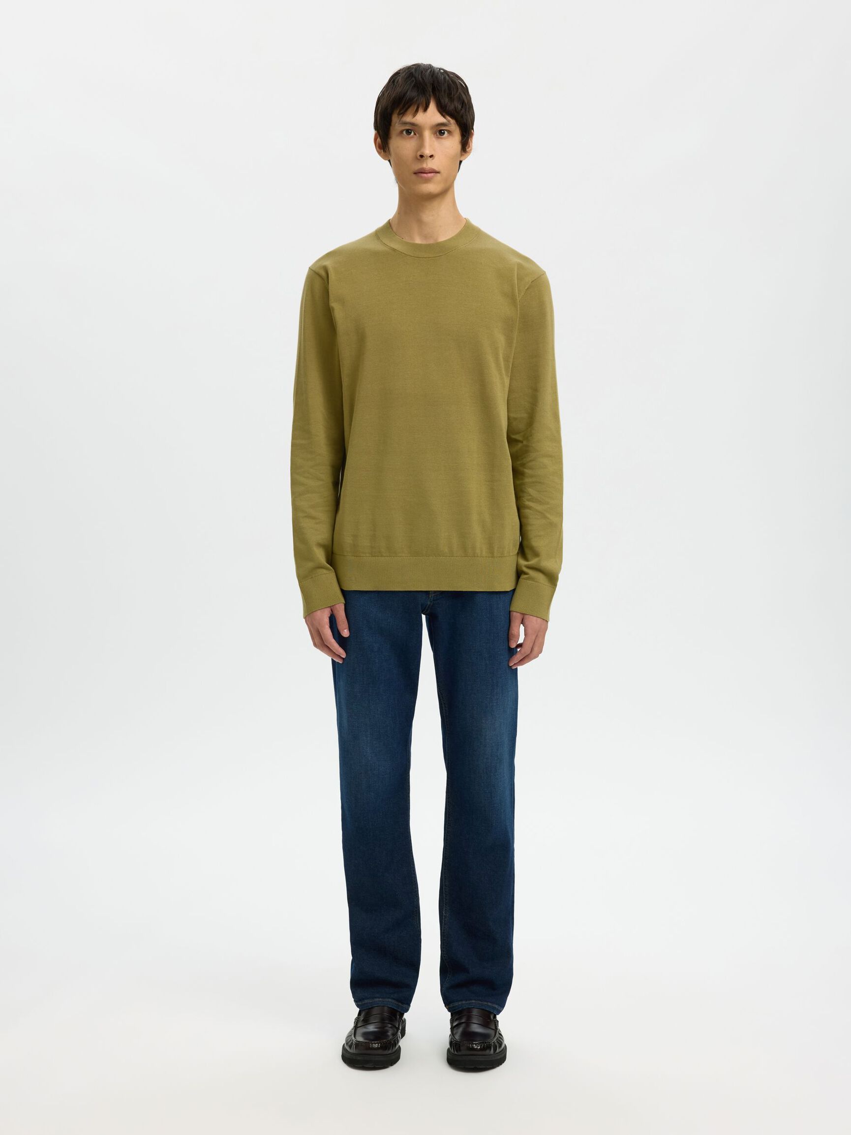 BAUMWOLL PULLOVER, Dried Herb, highres