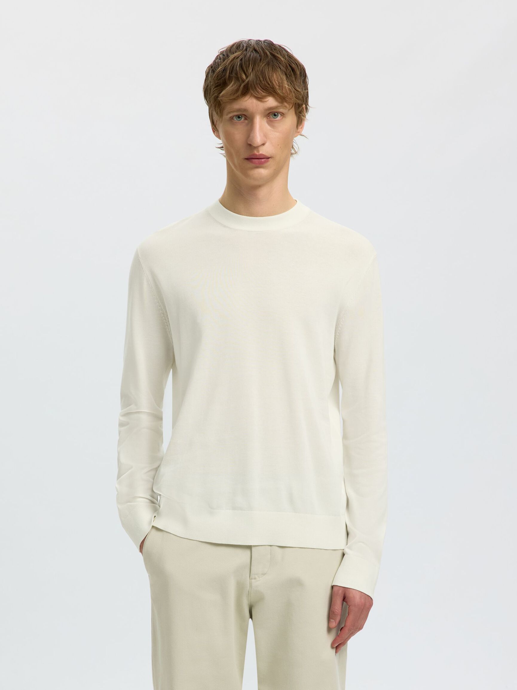 COTON PULLOVER, Egret, highres