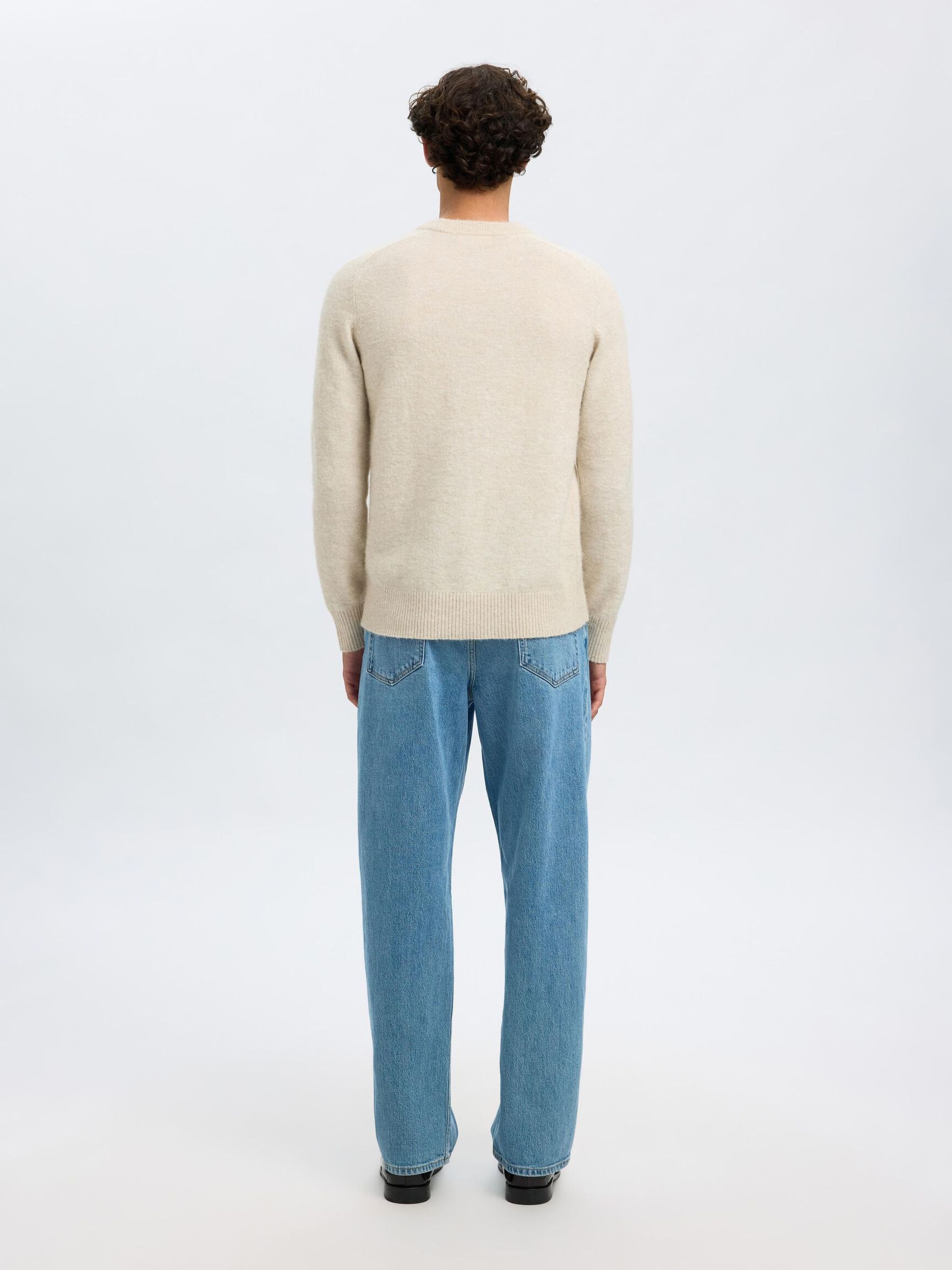 LANGÄRMELIGER STRICKPULLOVER, Oatmeal, highres