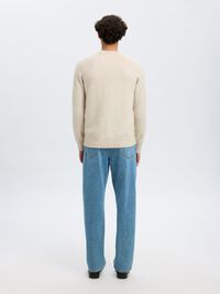 LANGÄRMELIGER STRICKPULLOVER, Oatmeal, highres