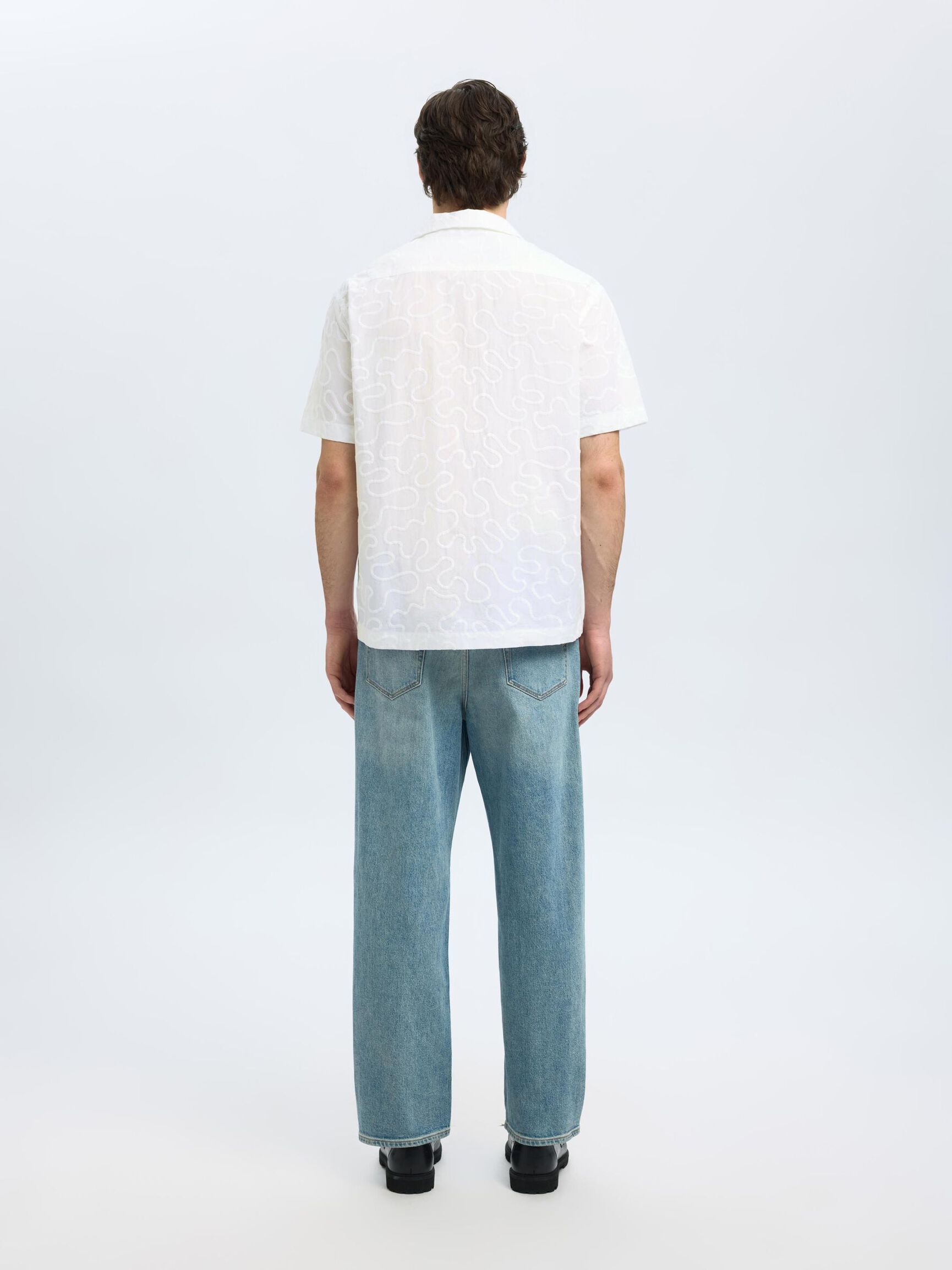 BORDADO CAMISA DE MANGA CORTA, Bright White, highres