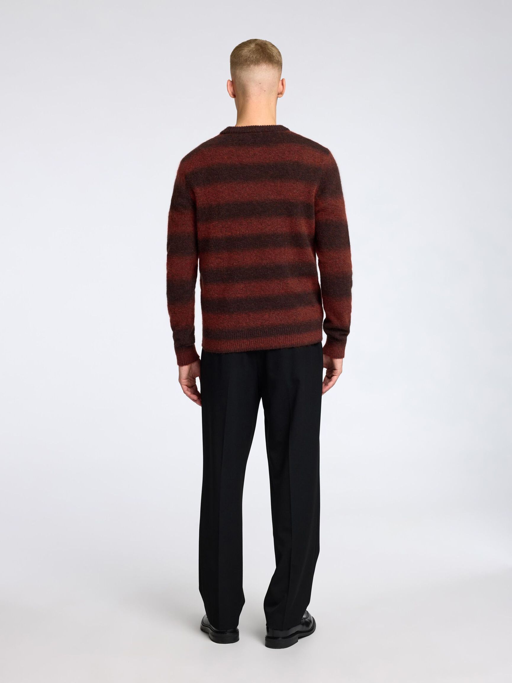 OMBRE STRIPETE CREW NECK-GENSER, Red Ochre, highres