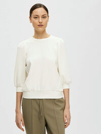 PUFF SLEEVE SWEATSHIRT, Snow White, highres