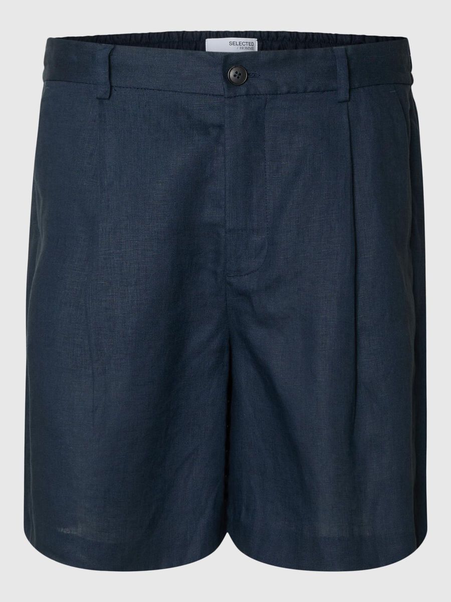 Selected 100% LEINEN BERMUDASHORTS, Outer Space, highres - 16098996_OuterSpace_001.jpg