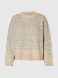 WOOL BLEND PULLOVER, Light Grey Melange, highres