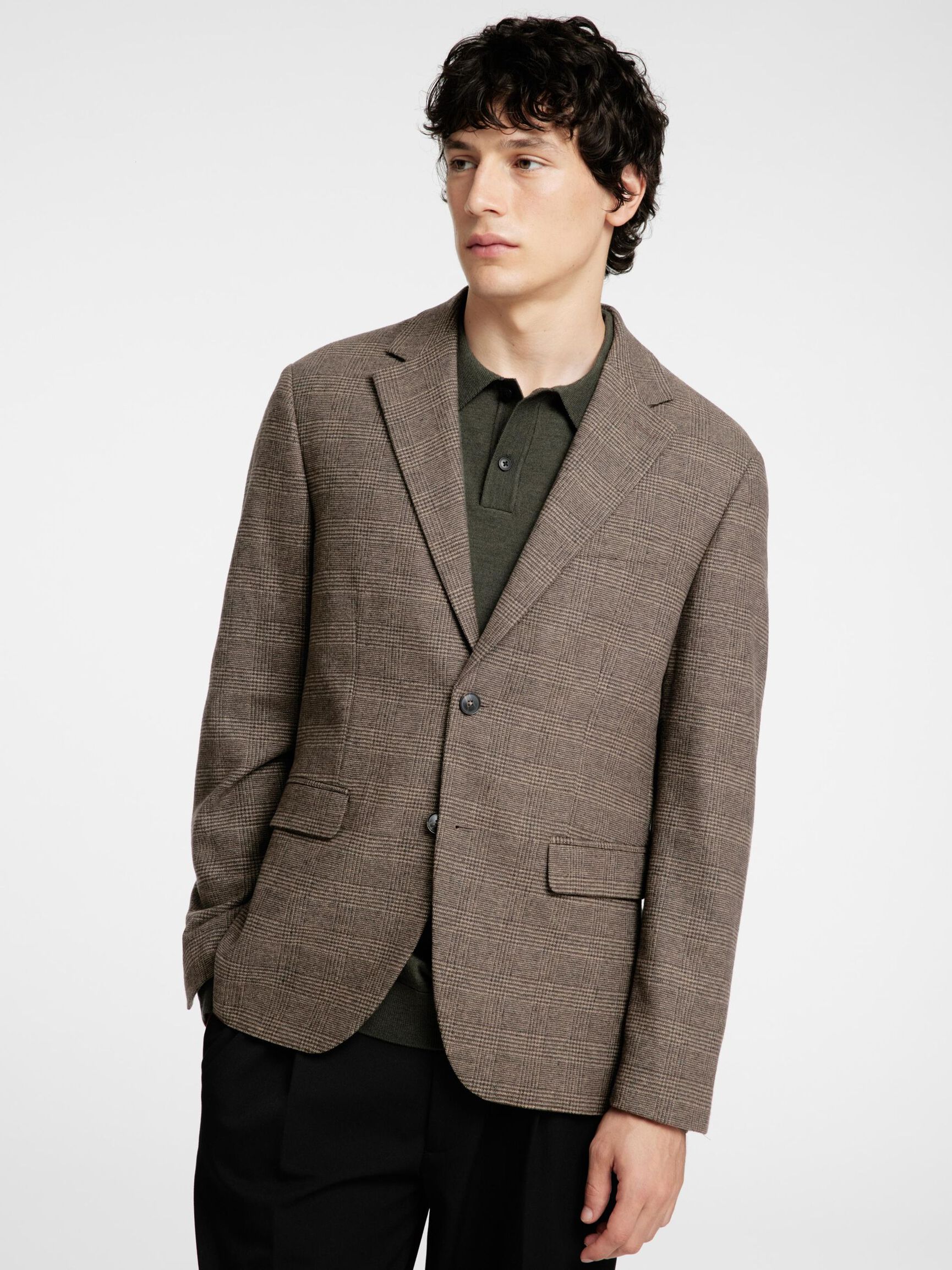 KARIERTER WOLLGEMISCH BLAZER, Brownie, highres
