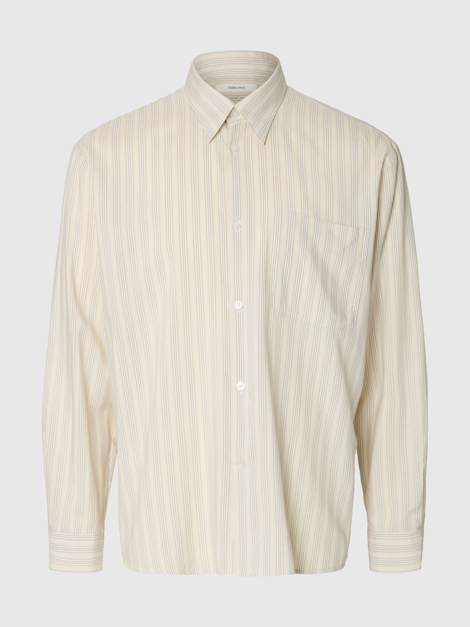 RELAXED FIT LONG SLEEVED SHIRT, White Pepper, highres