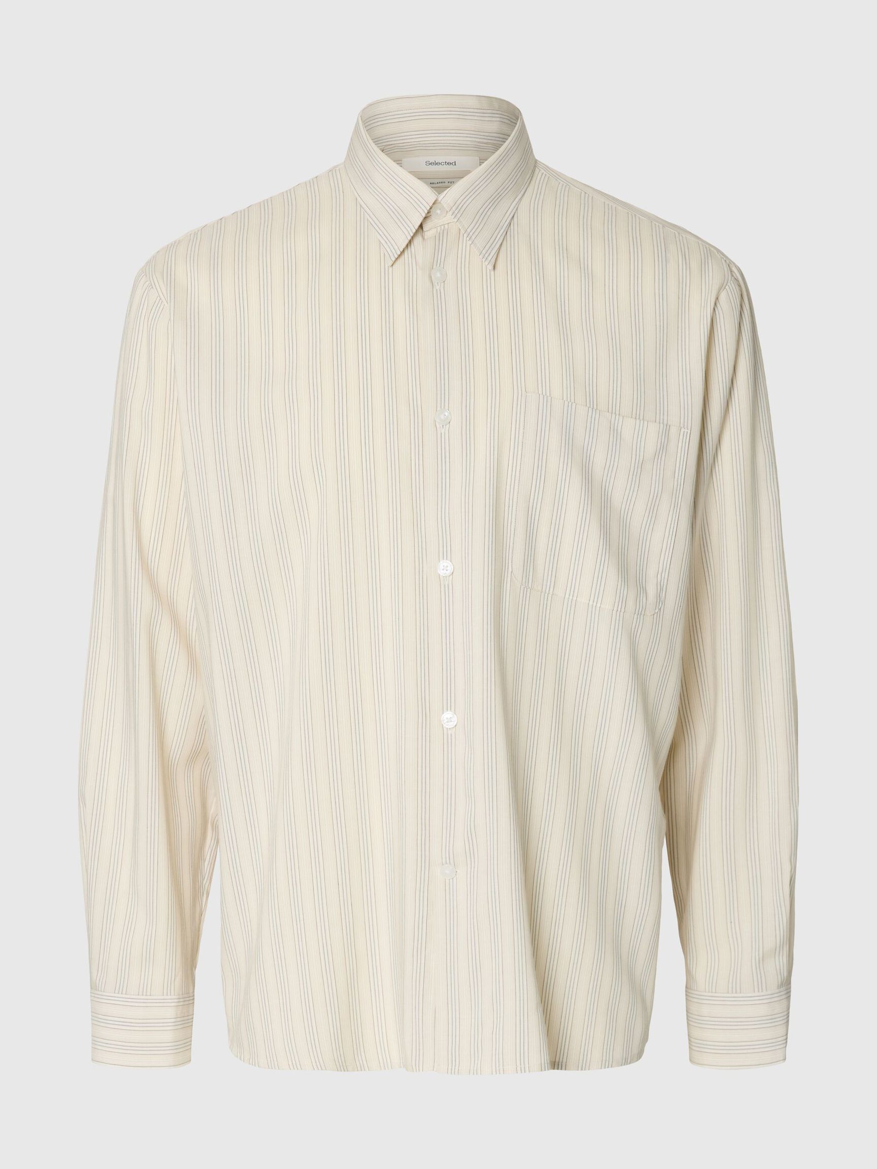 RELAXED FIT LONG SLEEVED SHIRT, White Pepper, highres