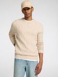 Selected WOOL BLEND CABLE KNITTED PULLOVER, Oatmeal, highres - 16086686_Oatmeal_008.jpg