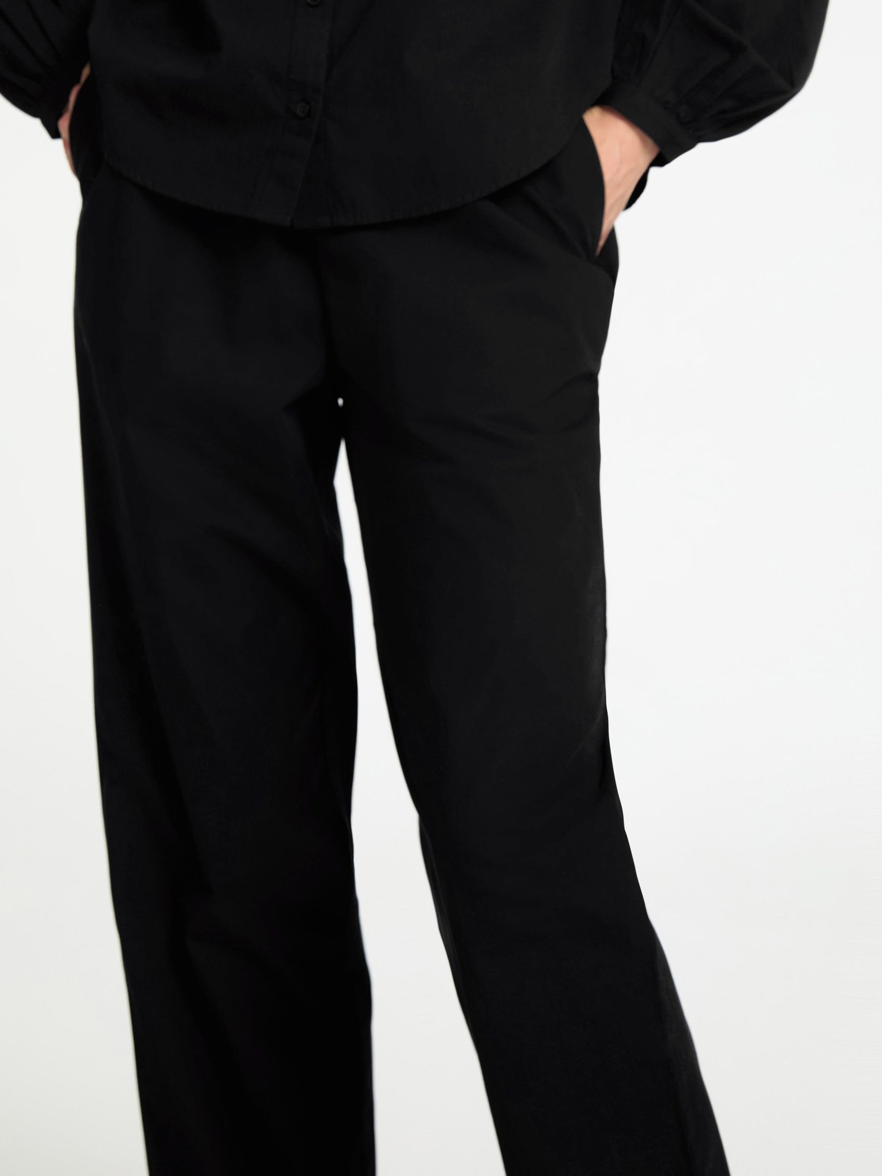 COTTON HIGH WAISTED TROUSERS, Black, highres