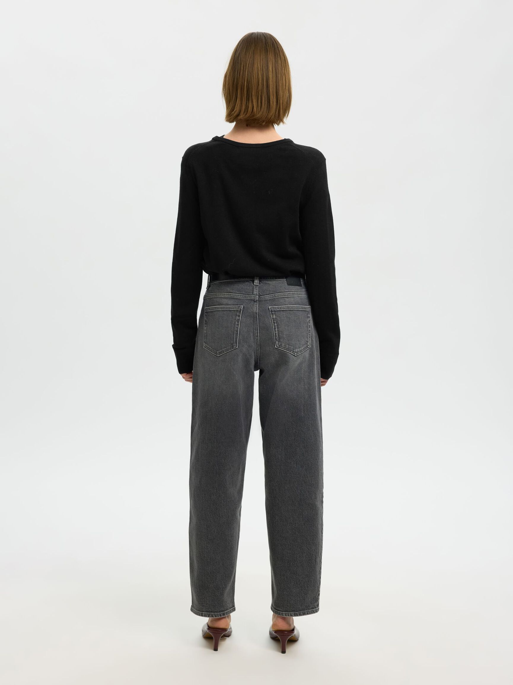 100% MERINO WOOL KNITTED CARDIGAN, Black, highres