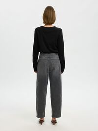 100% MERINO WOOL KNITTED CARDIGAN, Black, highres