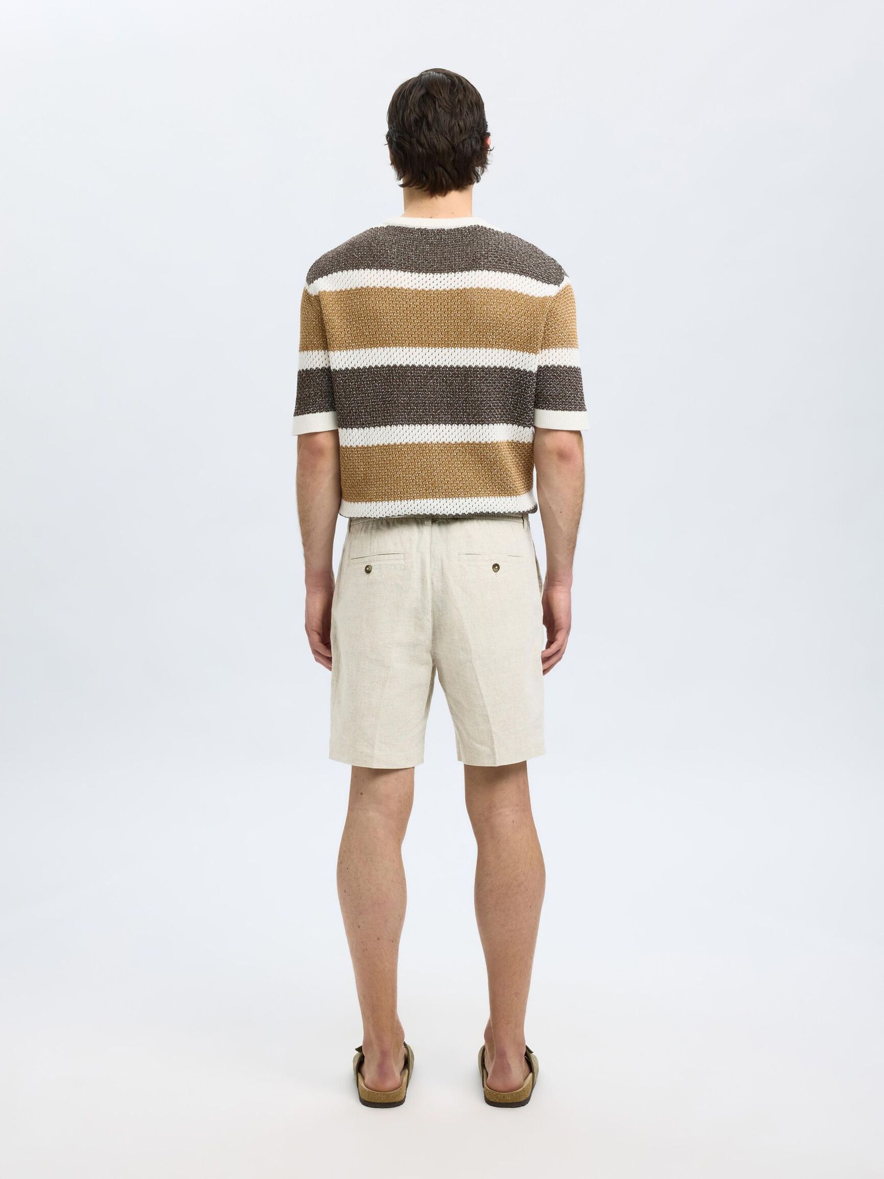 REGULAR FIT LINEN-BLEND SHORTS, Pure Cashmere, highres