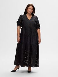BLOMSTRET VISKOSEBLANDING MAXIKJOLE, Dark Sapphire, highres