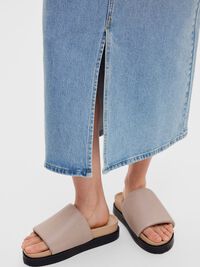 DENIM MIDDELLANGE ROK, Light Blue Denim, highres