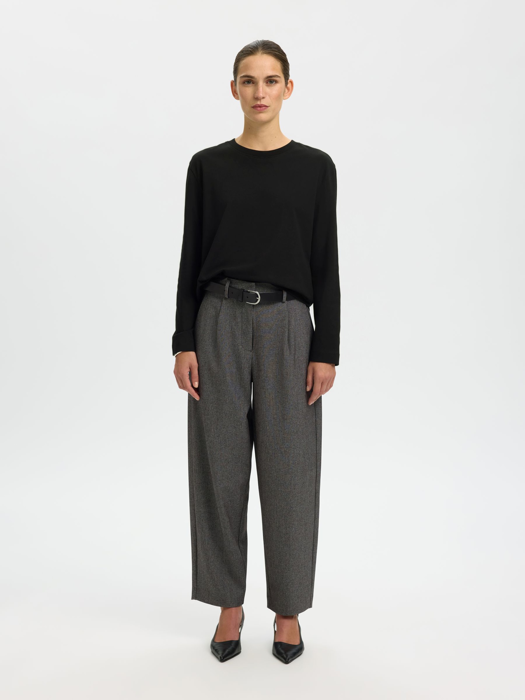 LONG-SLEEVED BOXY T-SHIRT, Black, highres