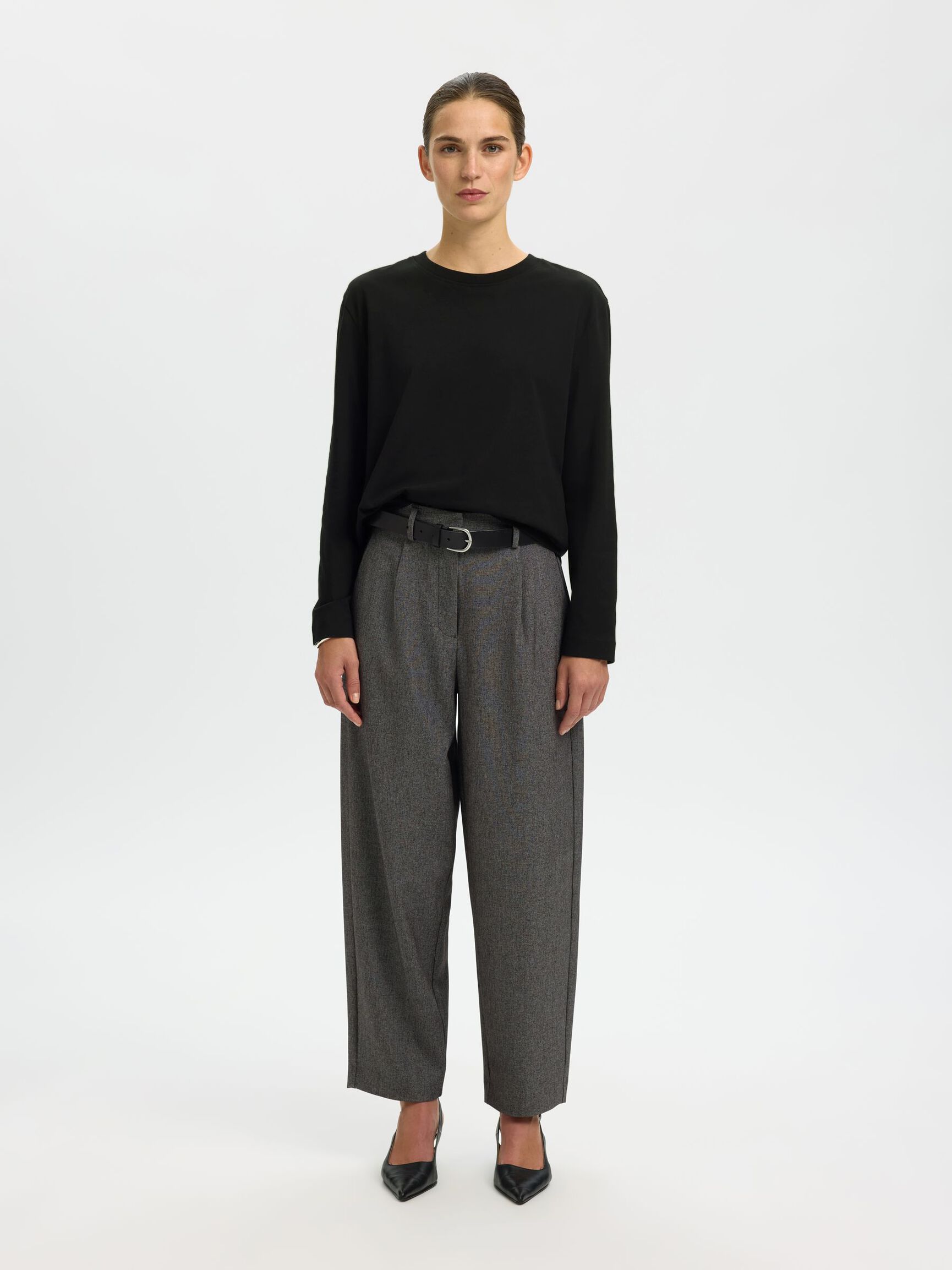 LONG-SLEEVED BOXY T-SHIRT, Black, highres