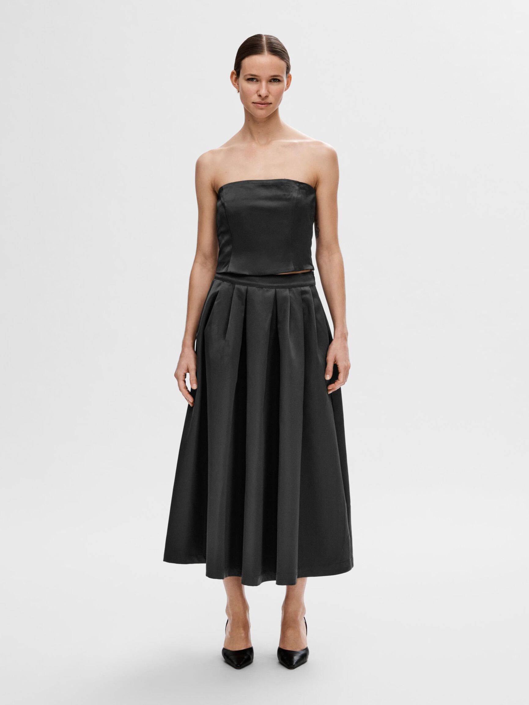 HIGH-WAISTED MAXI SKIRT, Black, highres